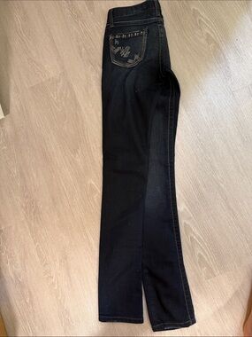 BKE Women's Black Straight-Leg Jeans with Embellished Back Pocket